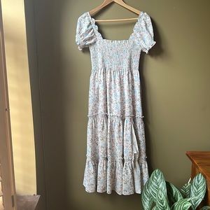 NWT Opt Square Neck Smocked Midi Dress Size S